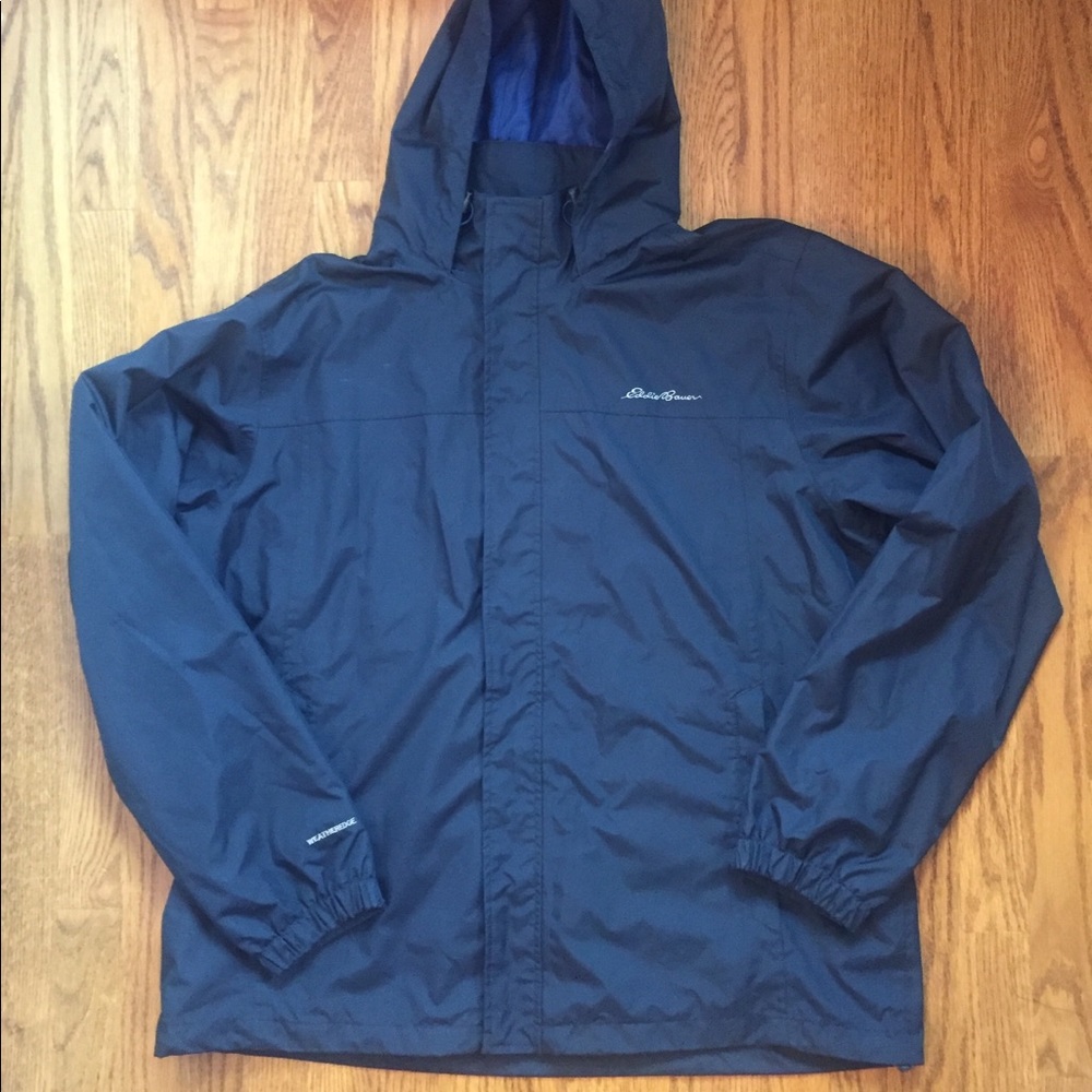 EUC BLACK EDDIE BAUER WINDBREAKER JACKET - Picture 1 of 5
